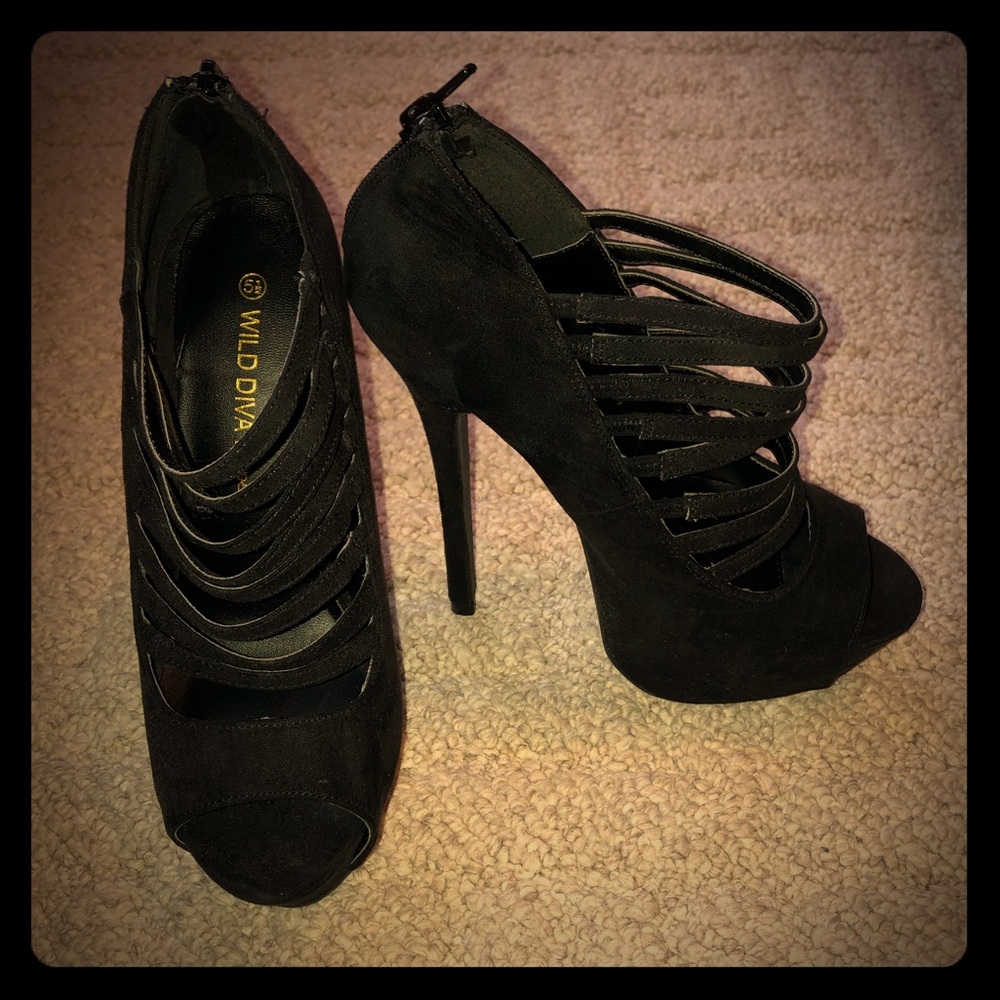 Black strappy heels